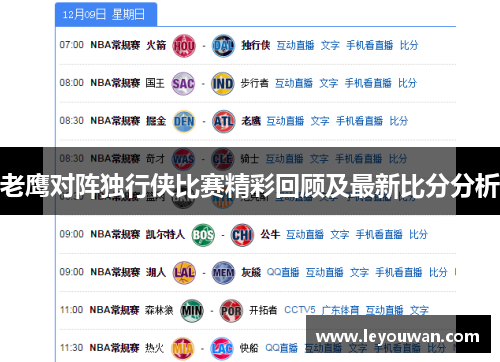 老鹰对阵独行侠比赛精彩回顾及最新比分分析